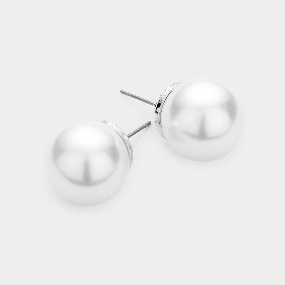 White Pearl Stud Earrings