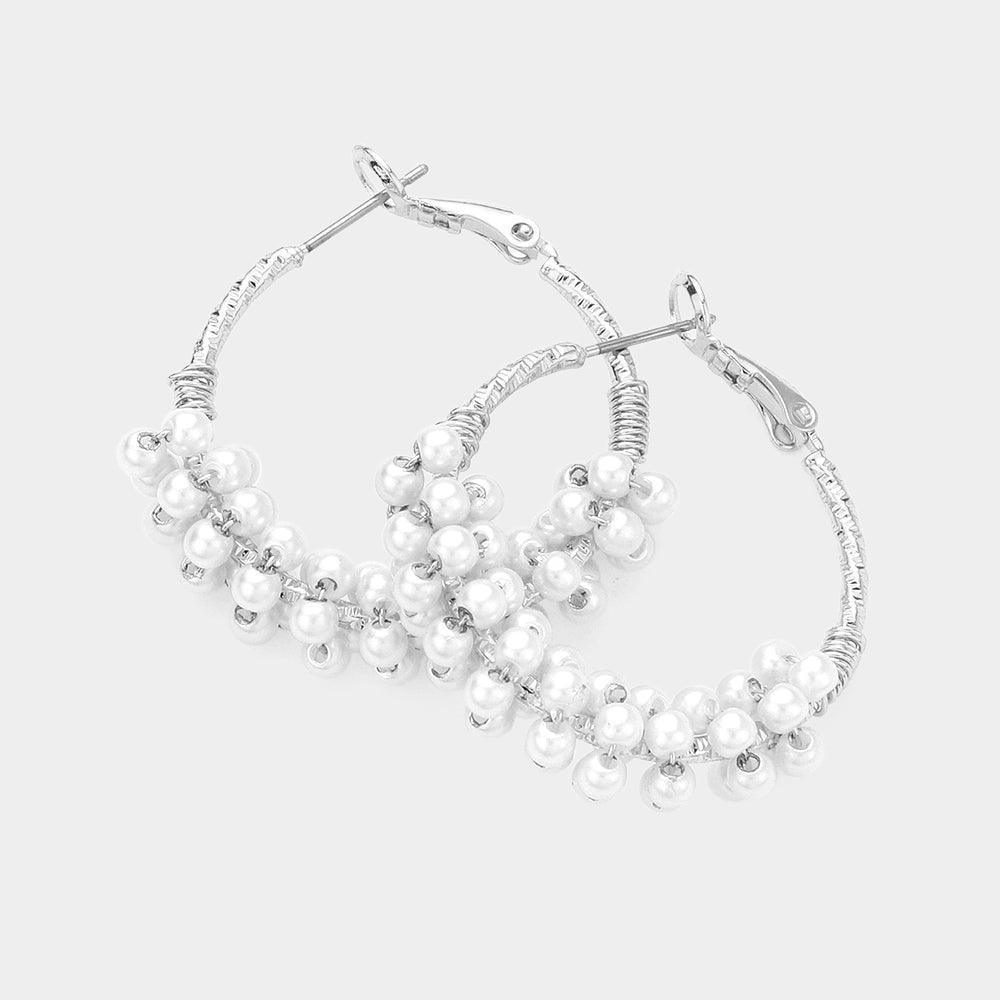 Pearl Beaded Hoop Earrings - Jewelry Store by Erik Rayo
