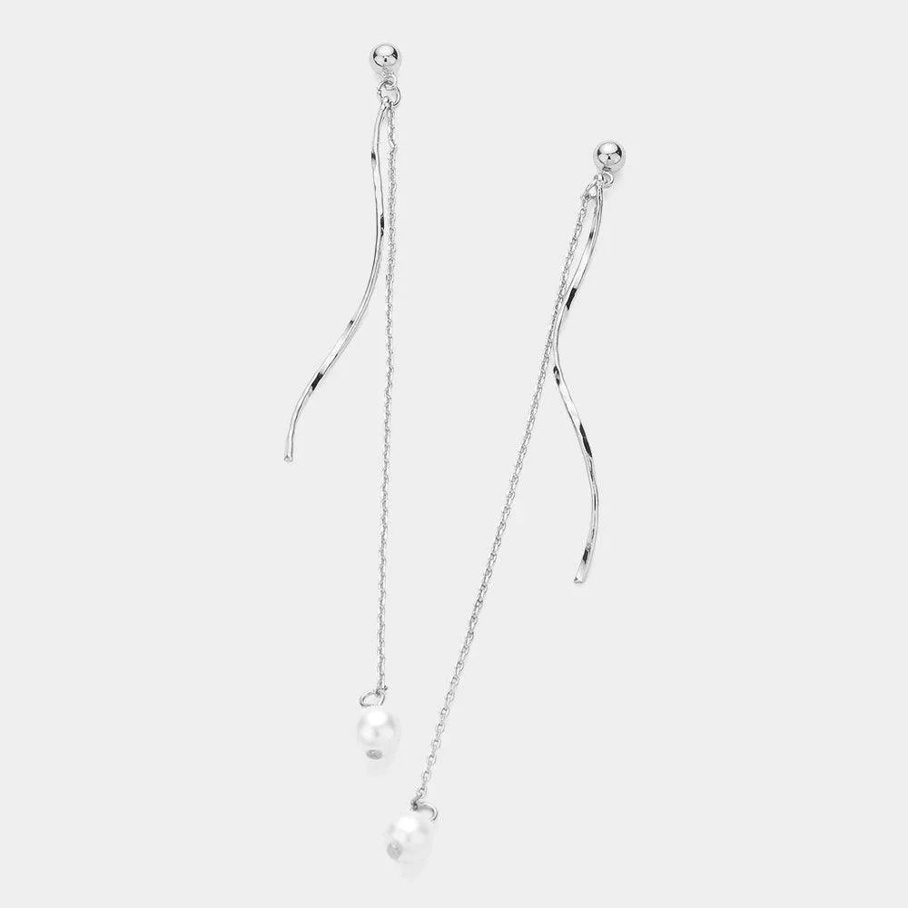 Dainty Pearl Chain Dropdown Earrings
