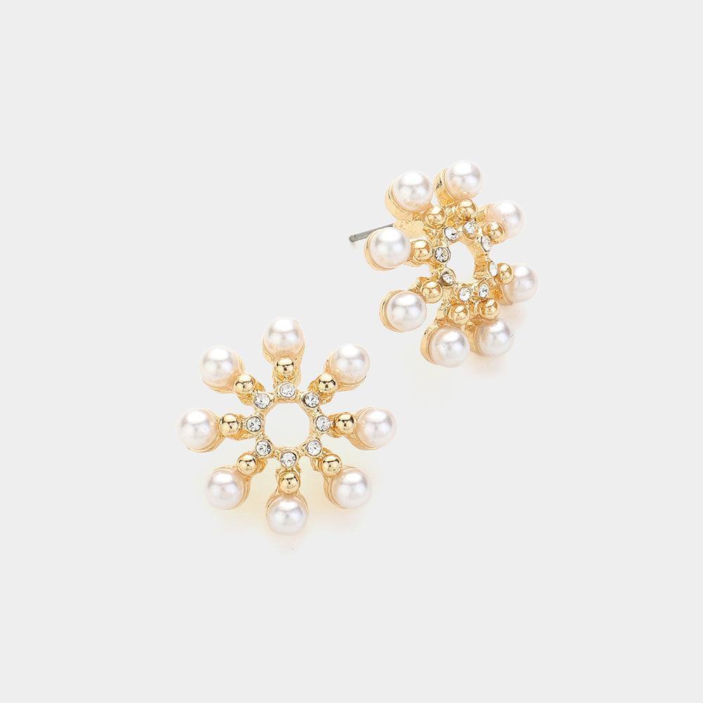Cream Pearl Starburst Stud Earrings - Jewelry Store by Erik Rayo