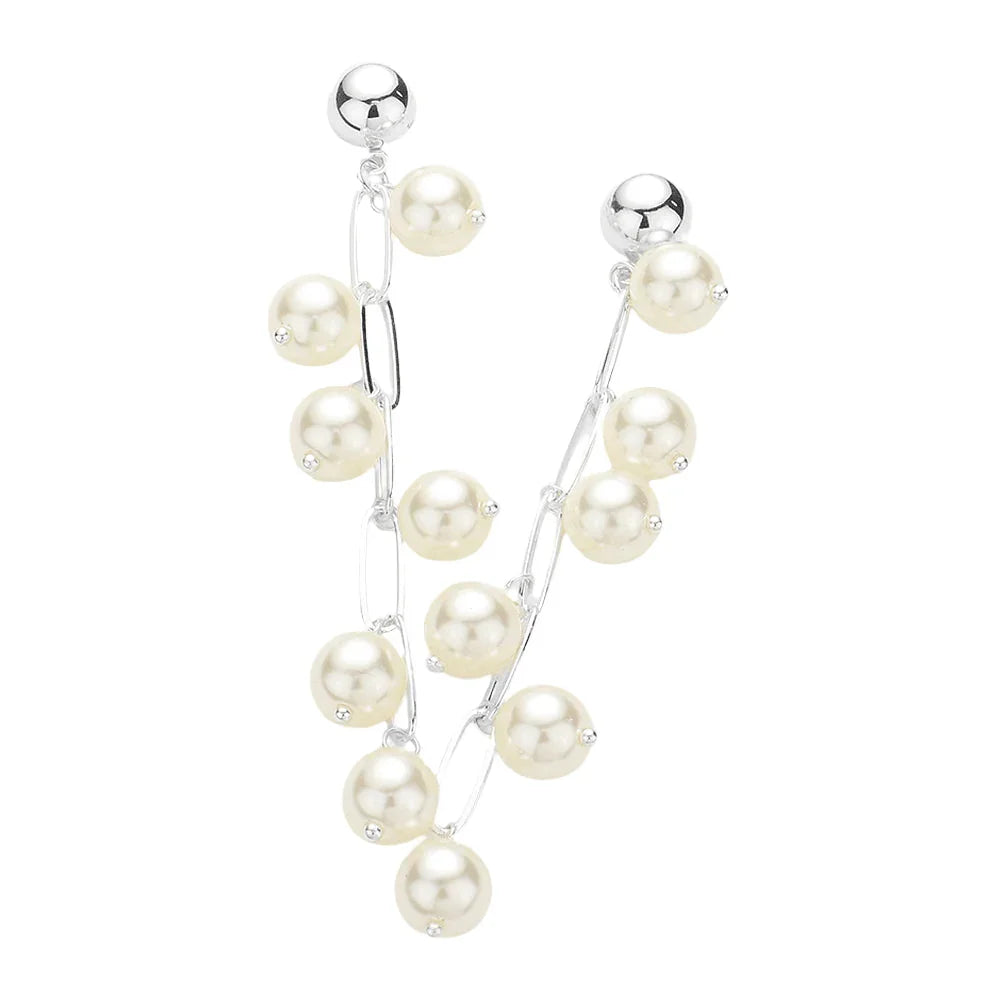 Cream Hanging Pearl Dangle Earrings - Jewelry Store by Erik Rayo