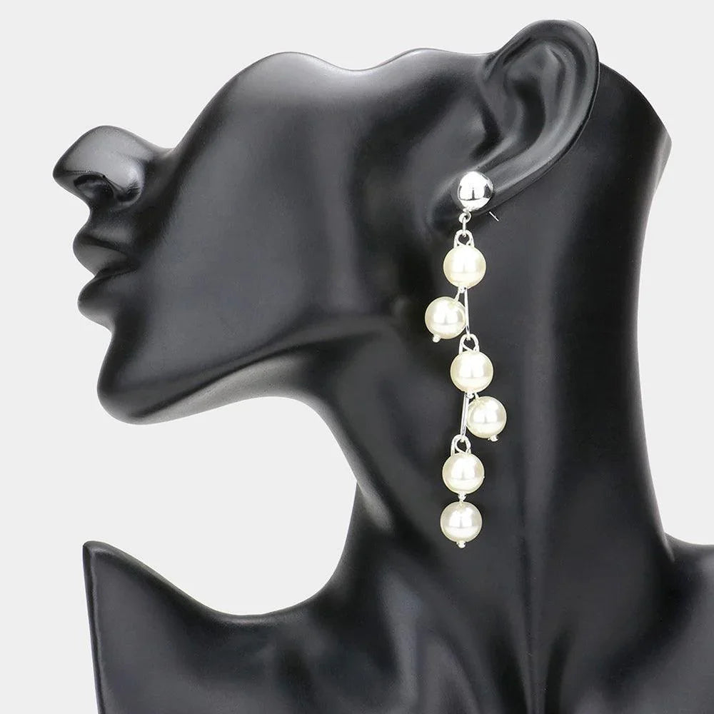 Cream Hanging Pearl Dangle Earrings - Jewelry Store by Erik Rayo