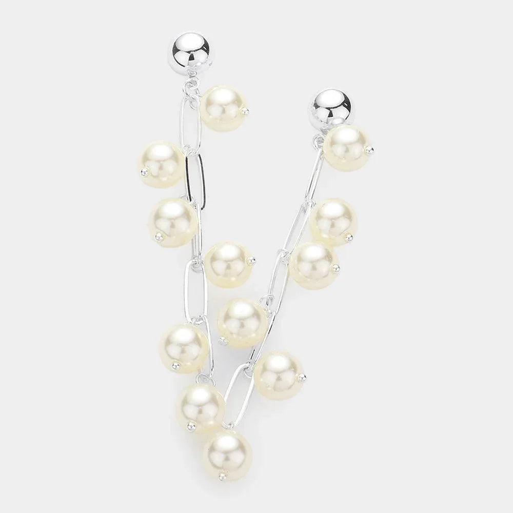 Cream Hanging Pearl Dangle Earrings - Jewelry Store by Erik Rayo