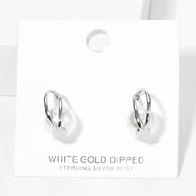 Load image into Gallery viewer, White White Gold Dipped Pearl Crescent Stud Earrings
