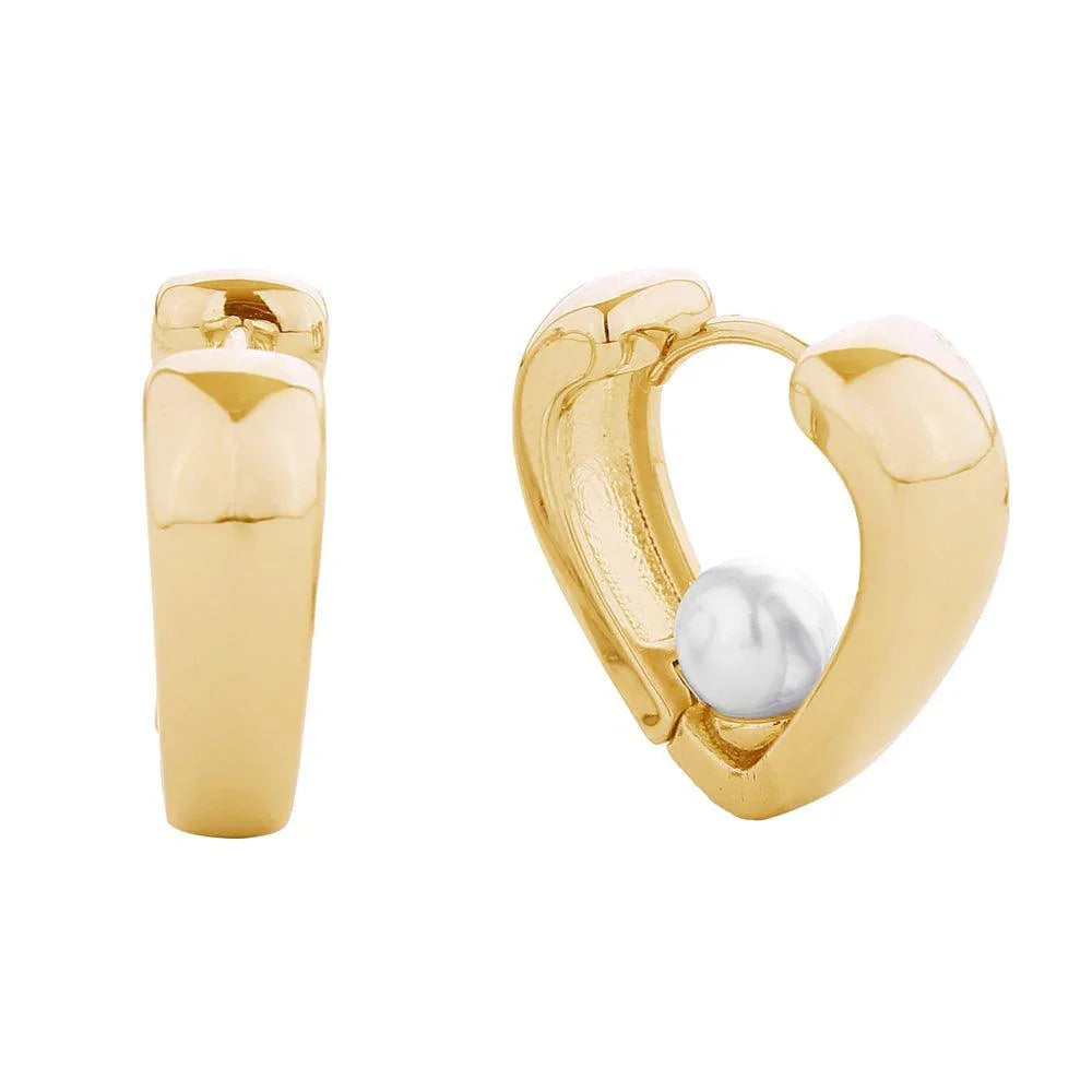 Gold 14K Gold Dipped Love Pearl Huggie Earrings - Jewelry Store by Erik Rayo