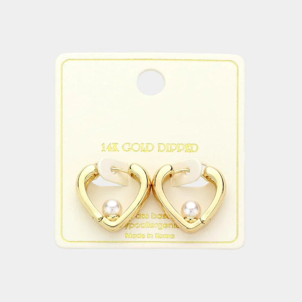 Gold 14K Gold Dipped Love Pearl Huggie Earrings - Jewelry Store by Erik Rayo