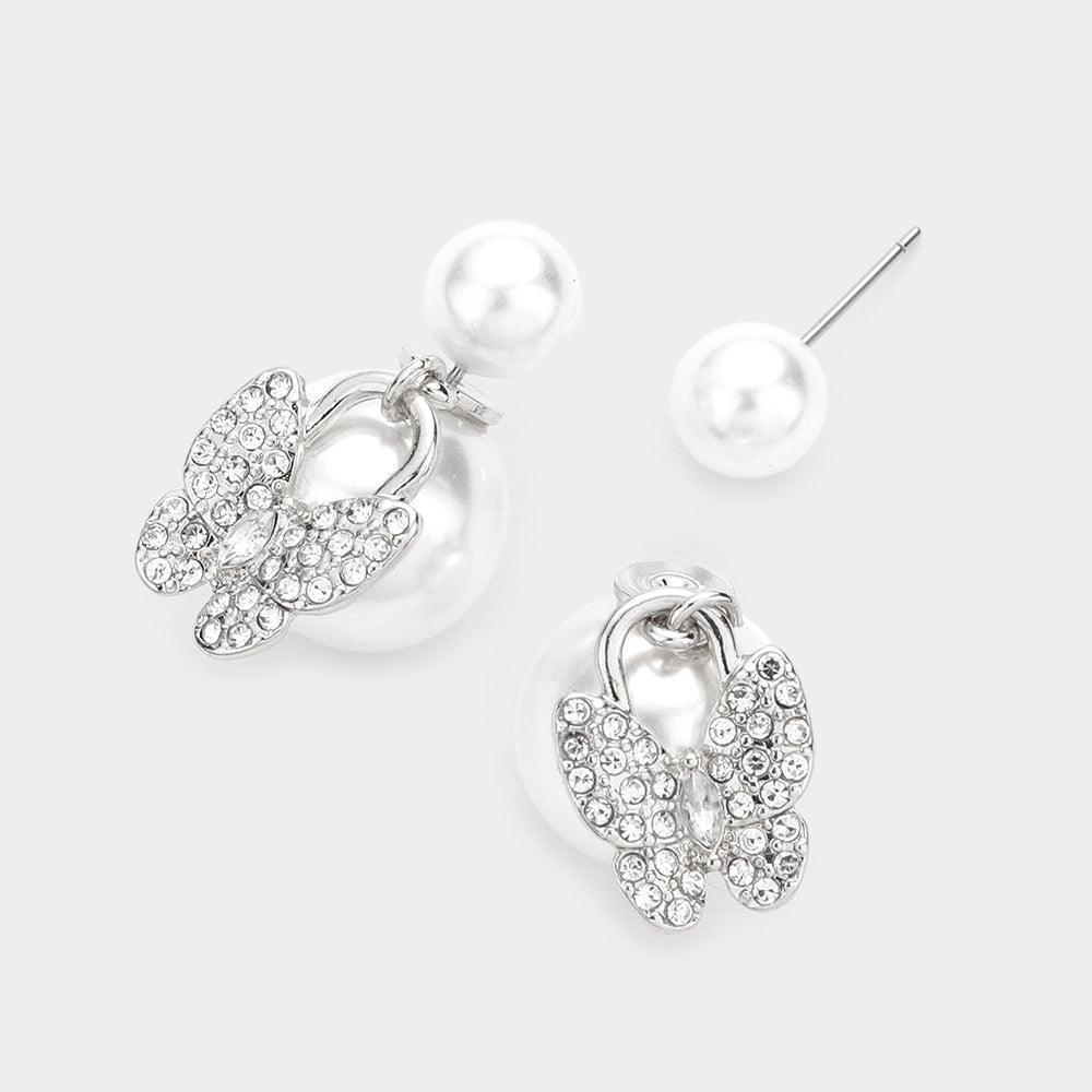 Butterfly Pointed Double Sided Pearl Peekaboo Earrings - Jewelry Store by Erik Rayo