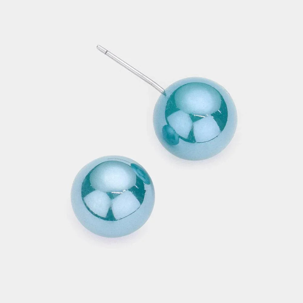 Turquoise Pearl Stud Earrings - Jewelry Store by Erik Rayo