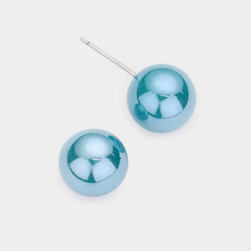 Turquoise Pearl Stud Earrings