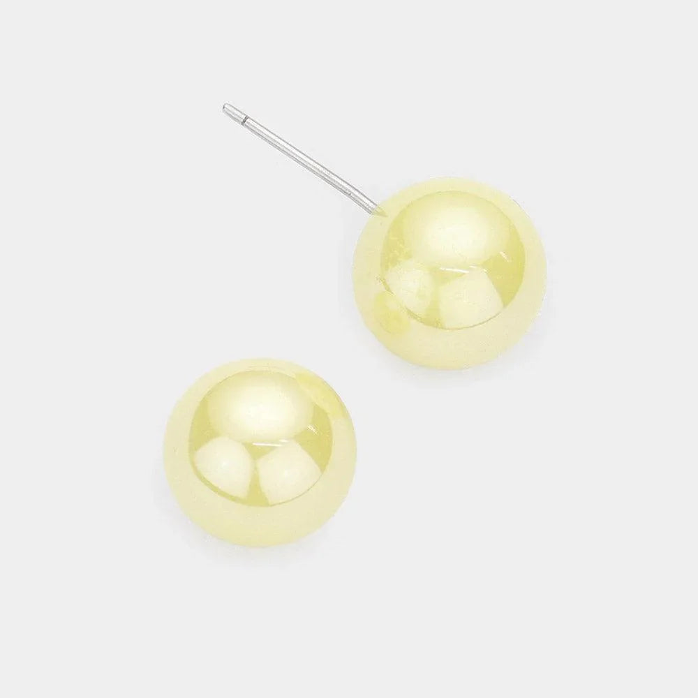 Yellow Pearl Stud Earrings - Jewelry Store by Erik Rayo