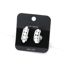 Load image into Gallery viewer, CZ Stone Pave Pearl Huggie Earrings
