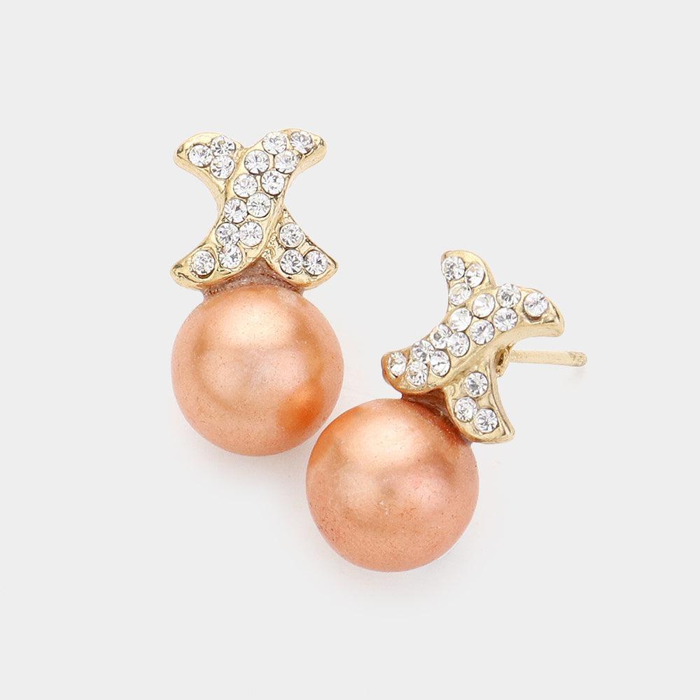 Clear Pearl Genuine Crystal Earrings