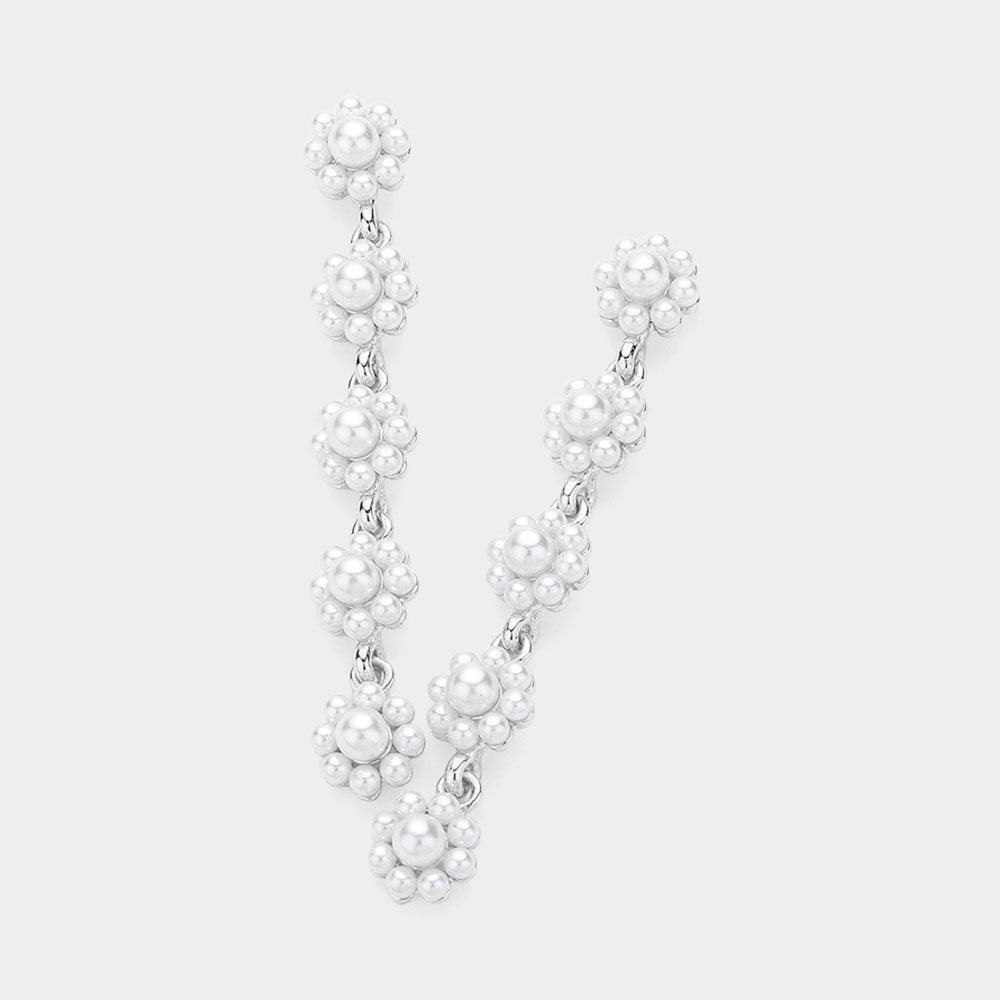 Flower Pearl Link Dropdown Earrings - Jewelry Store by Erik Rayo