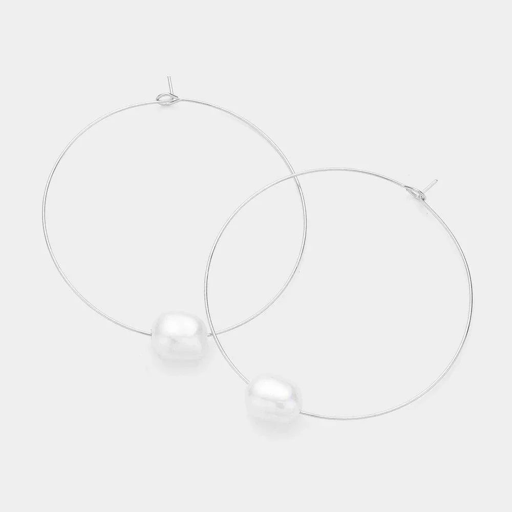 Pearl Pointed Hoop Earrings - Jewelry Store by Erik Rayo