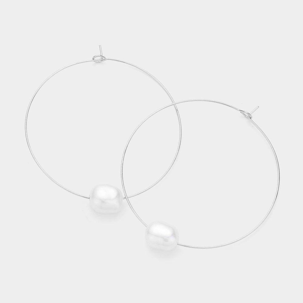 Pearl Pointed Hoop Earrings