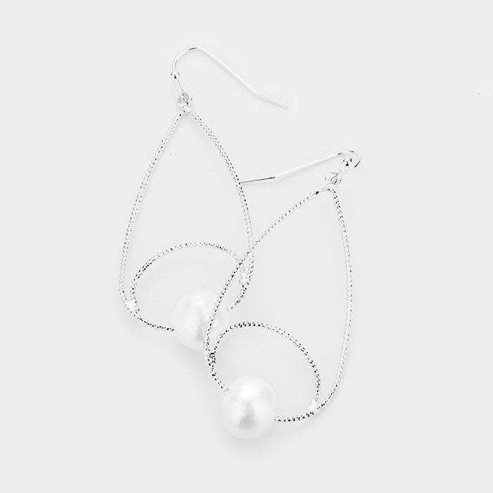 Cream Pearl Teardrop Hoop Earrings - Jewelry Store by Erik Rayo