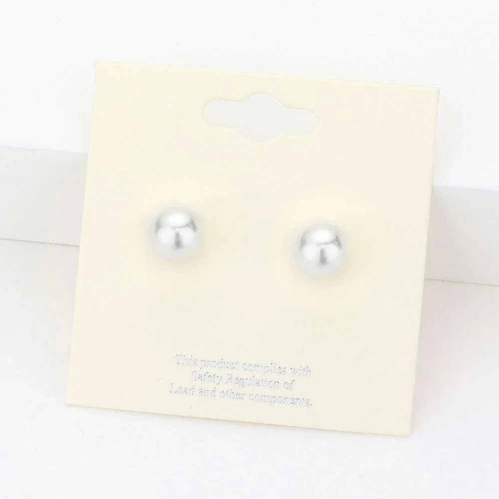 White 8mm Pearl stud earrings - Jewelry Store by Erik Rayo