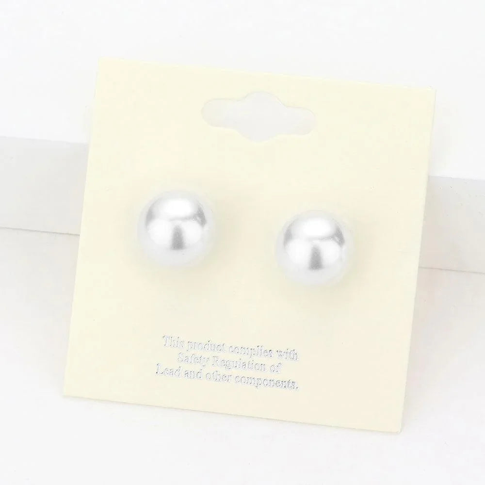 White 12mm Pearl stud earrings - Jewelry Store by Erik Rayo