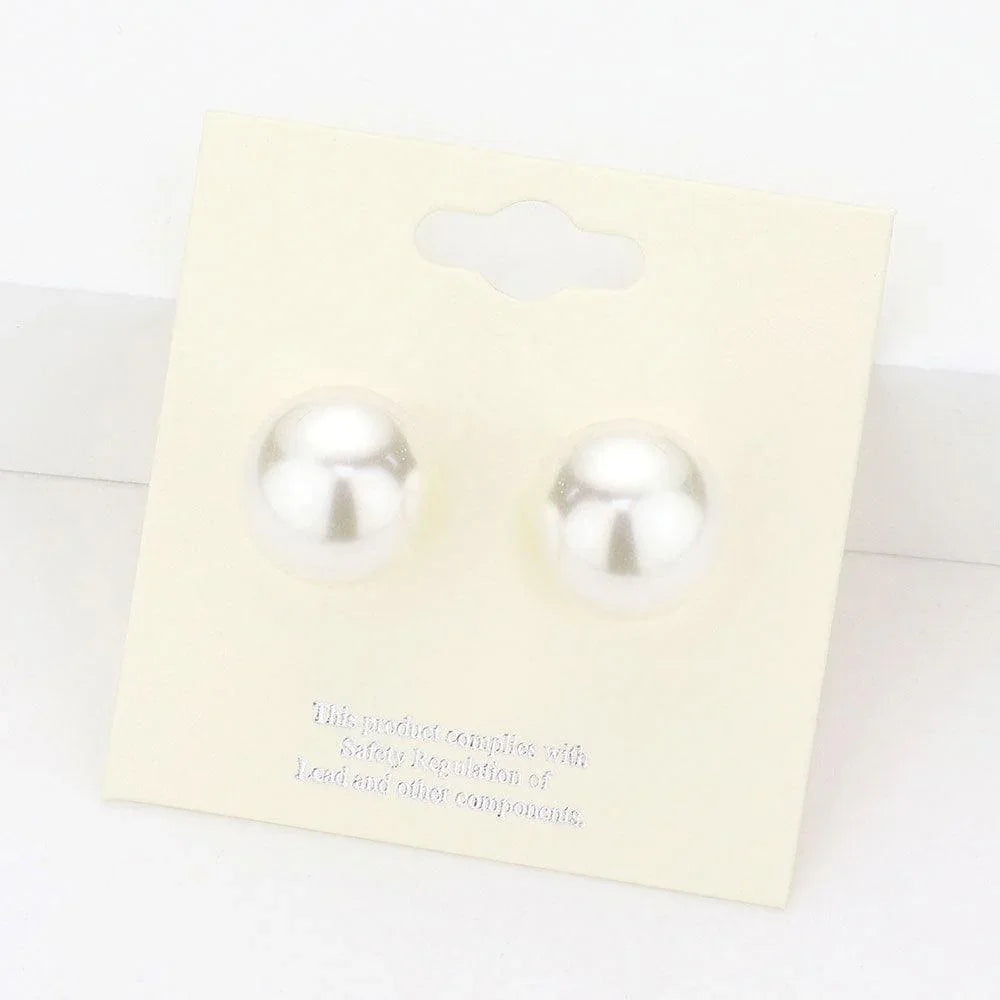 Cream 14mm Pearl stud earrings