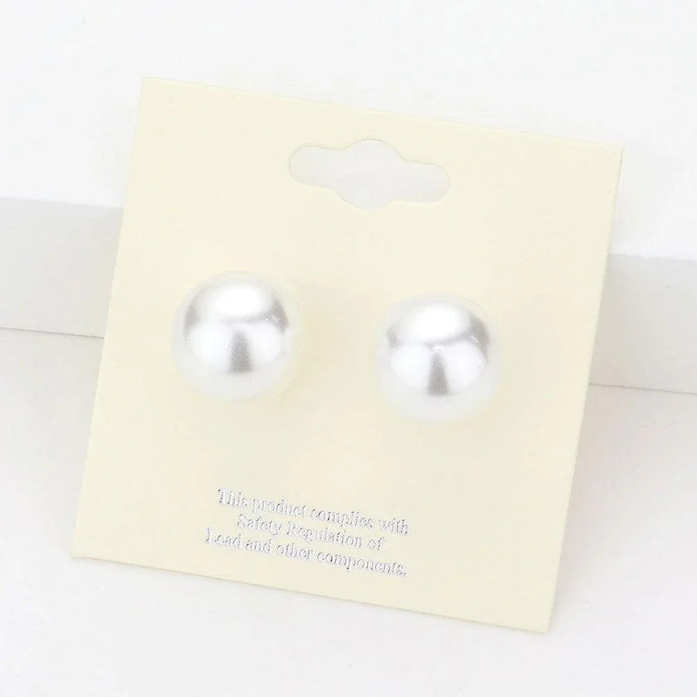 White 14mm Pearl stud earrings - Jewelry Store by Erik Rayo