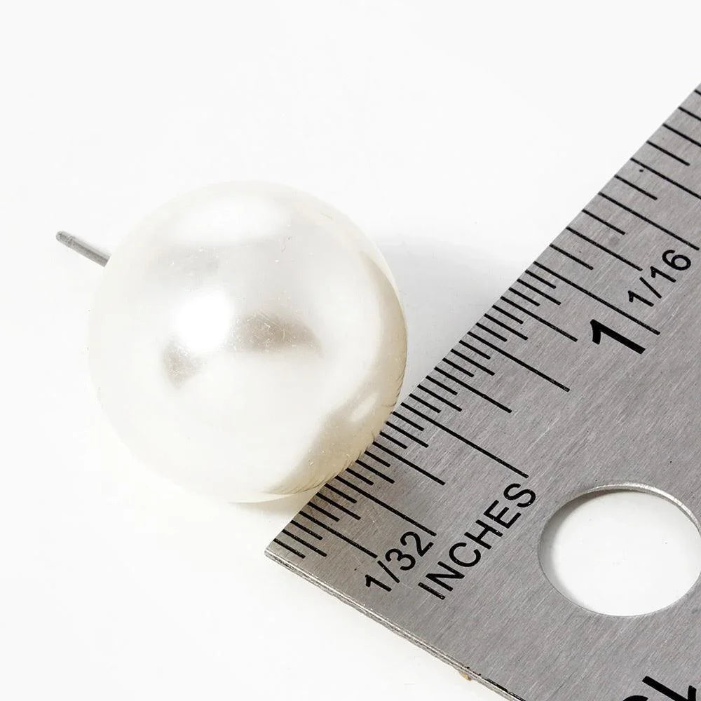 White Pearl Ball Stud Earrings - Jewelry Store by Erik Rayo