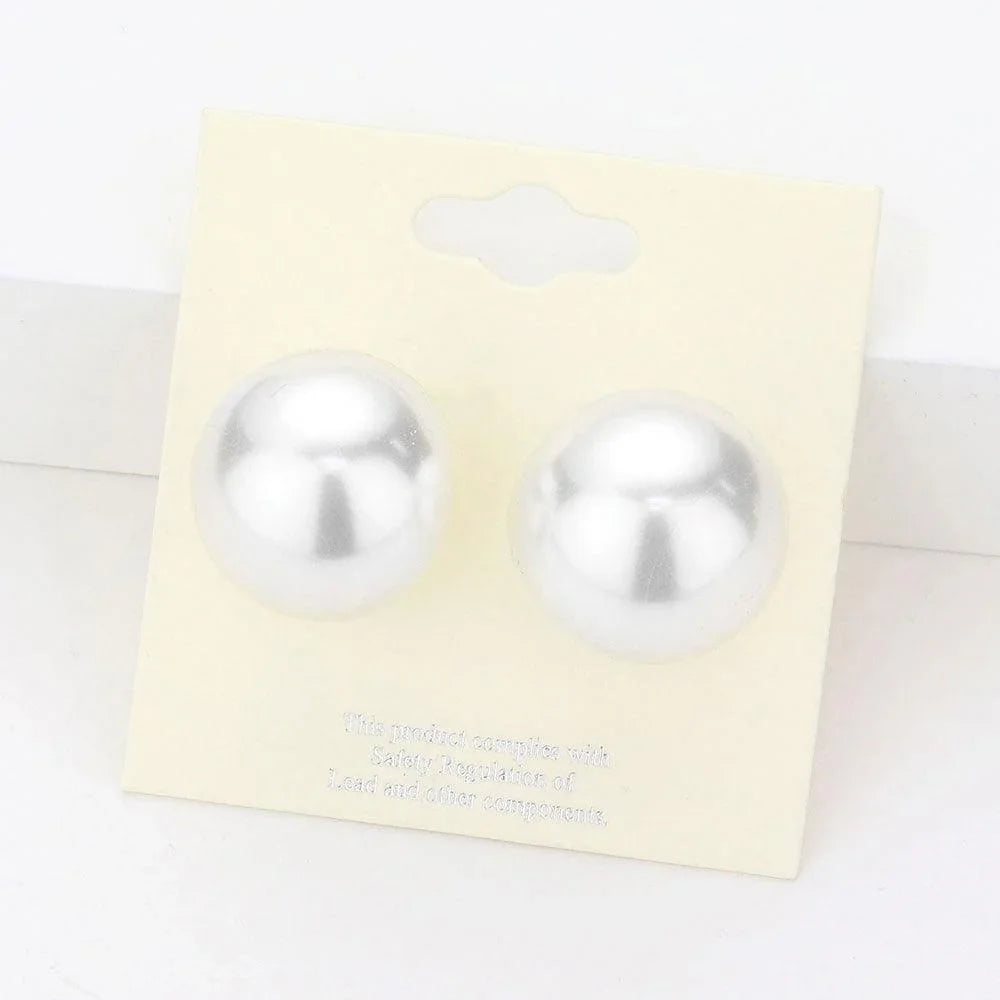 White 20mm Pearl stud earrings - Jewelry Store by Erik Rayo