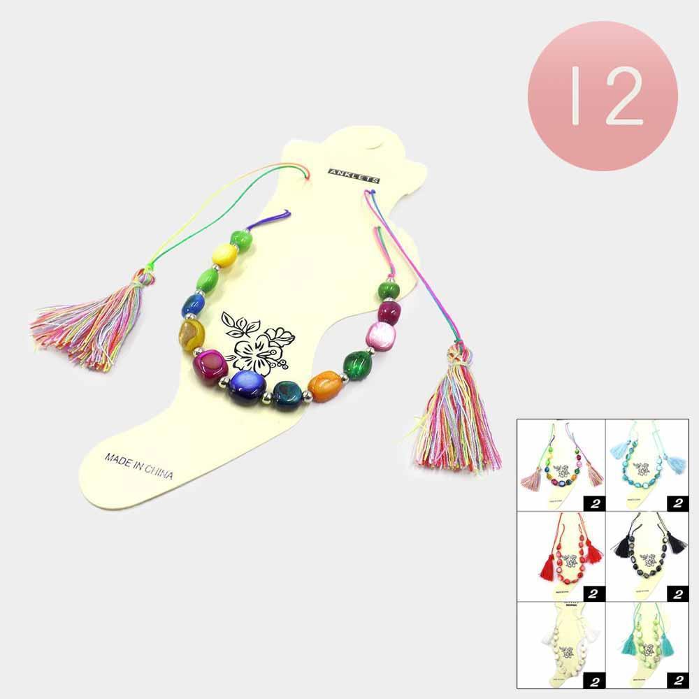 12PCS - Bead Tassel Adjustable Anklets - Jewelry Store by Erik Rayo