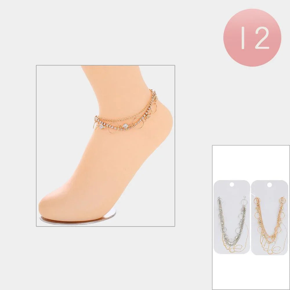 12PCS - O Ring Link Multi Layered Anklets - Jewelry Store by Erik Rayo
