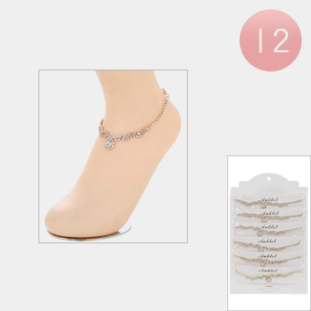 12PCS - Rhinestone Paved Anklets - Jewelry Store by Erik Rayo