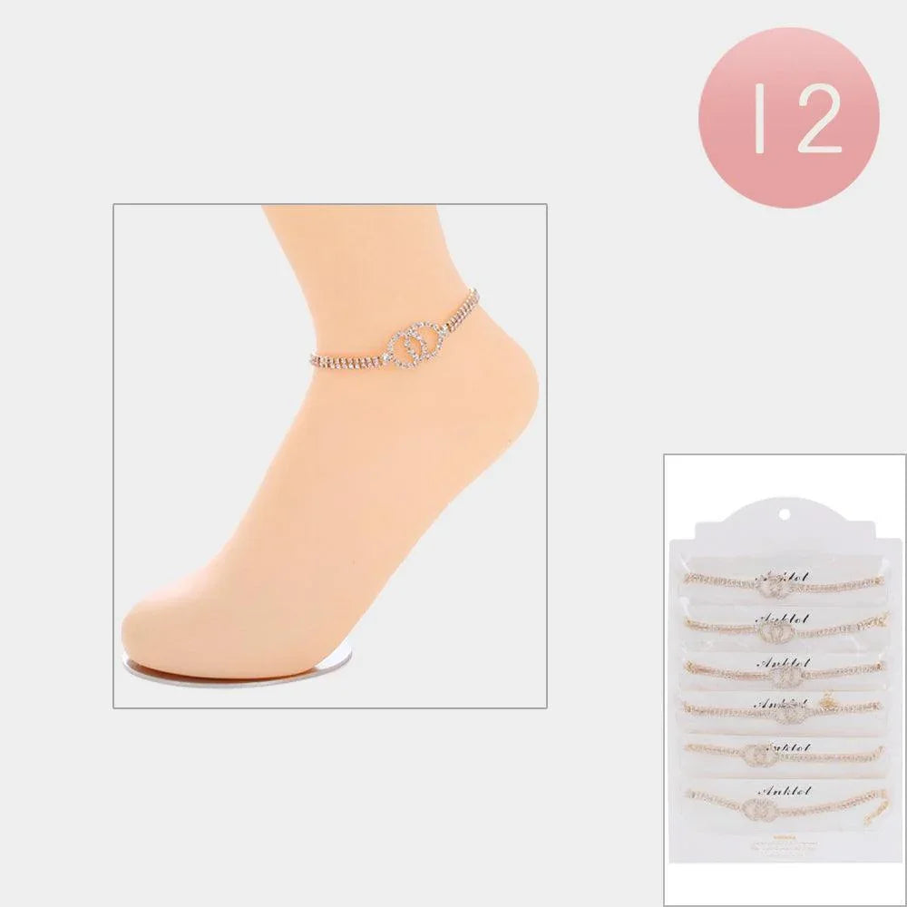 12PCS - Rhinestone Paved Anklets - Jewelry Store by Erik Rayo