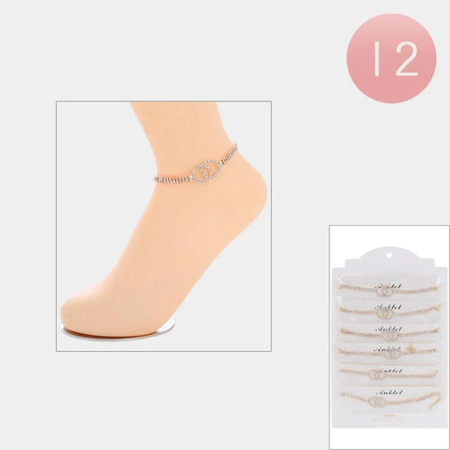 12PCS - Rhinestone Paved Anklets - Jewelry Store by Erik Rayo