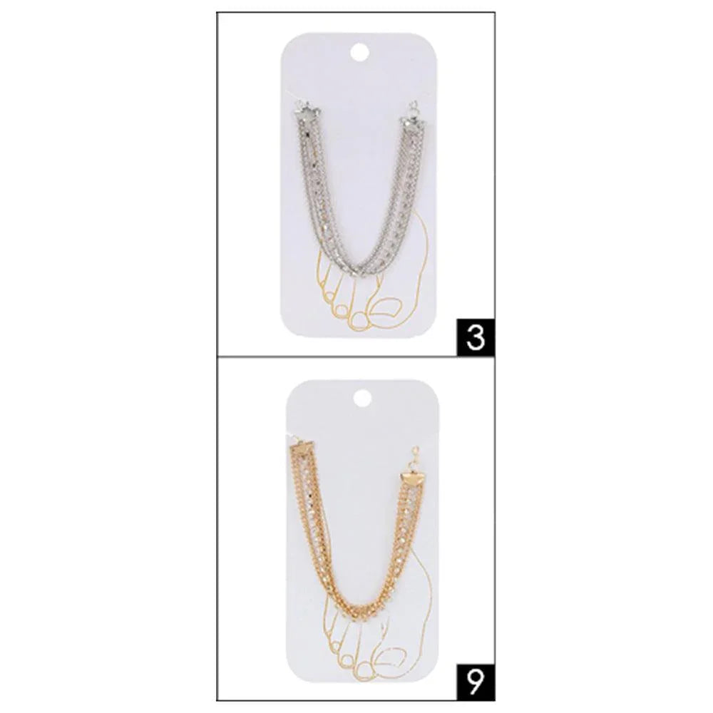 12PCS - Multi Layered Rhinestone Chain Anklets - Jewelry Store by Erik Rayo