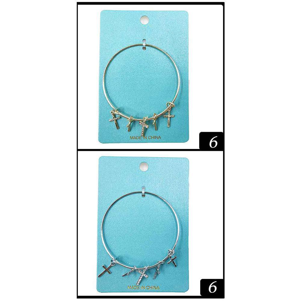 Clear 12PCS Rhinestone Metal Cross Charm Bracelets - Jewelry Store by Erik Rayo