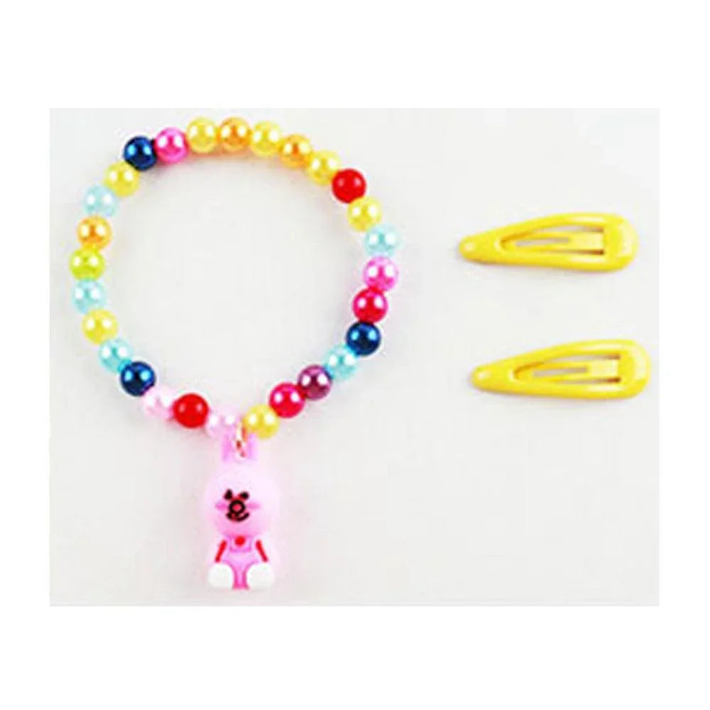 12 SET OF 3 - Kids Animal Charm Beaded Stretch Bracelet Hair Pin Sets - Jewelry Store by Erik Rayo