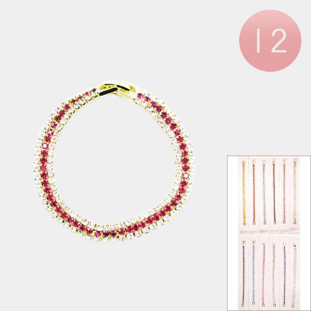 Clear 12PCS Crystal Rhinestone Evening Bracelets - Jewelry Store by Erik Rayo