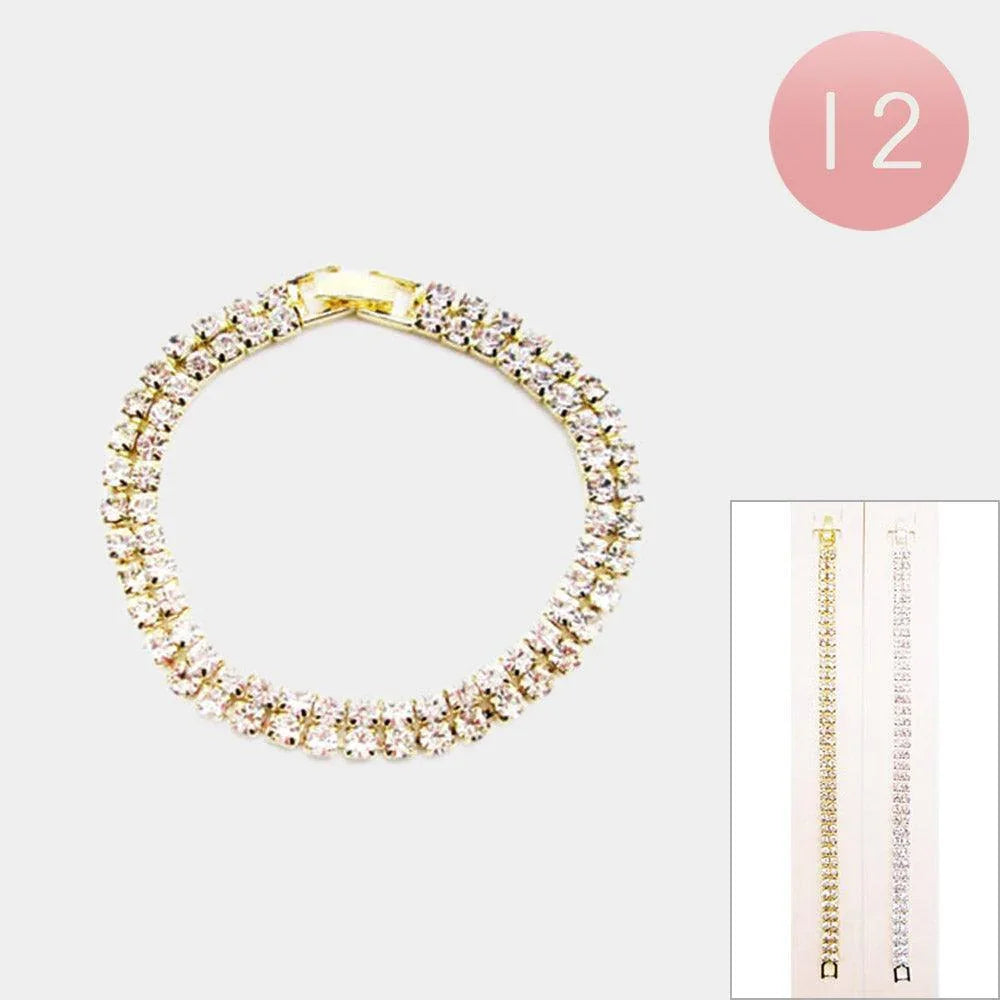 Clear 12PCS Crystal Rhinestone Evening Bracelets - Jewelry Store by Erik Rayo