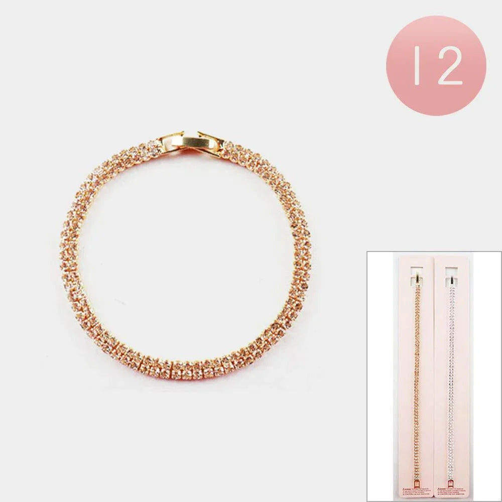 Clear 12PCS Crystal Rhinestone Evening Bracelets - Jewelry Store by Erik Rayo