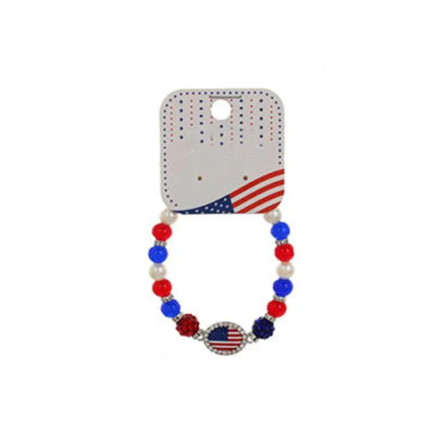 12PCS - American USA Flag Pointed Shamballa Ball Stretch Bracelets - Jewelry Store by Erik Rayo