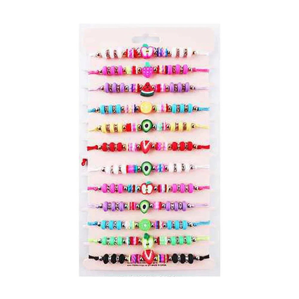 12PCS - Fruits Accented Heishi Beaded Adjustable Bracelets - Jewelry Store by Erik Rayo