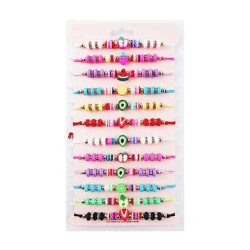 12PCS - Fruits Accented Heishi Beaded Adjustable Bracelets - Jewelry Store by Erik Rayo