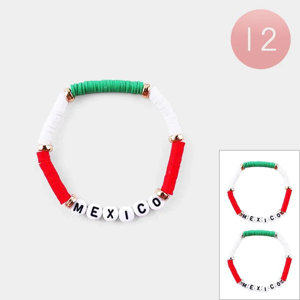 12PCS - Mexico Message Heishi Beaded Adjustable Bracelets - Jewelry Store by Erik Rayo