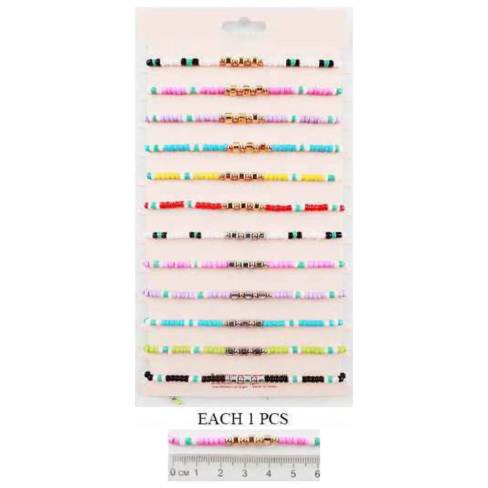 12PCS - Beaded Cinch Pull Tie Bracelets - Jewelry Store by Erik Rayo