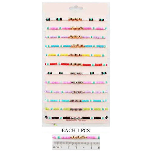 12PCS - Beaded Cinch Pull Tie Bracelets - Jewelry Store by Erik Rayo