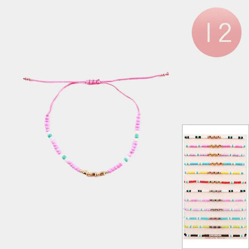 12PCS - Beaded Cinch Pull Tie Bracelets - Jewelry Store by Erik Rayo