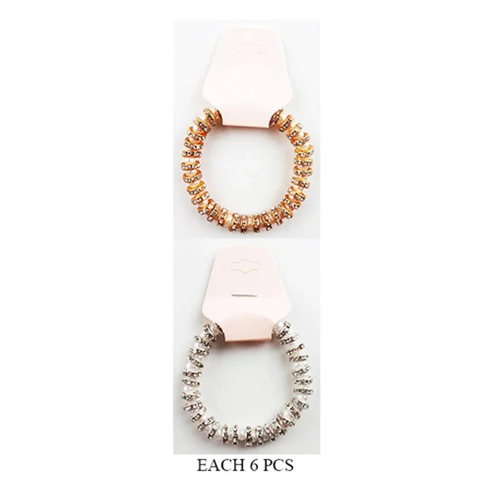 12PCS - Stone Accented Telephone Coil Stretch Bracelets - Jewelry Store by Erik Rayo