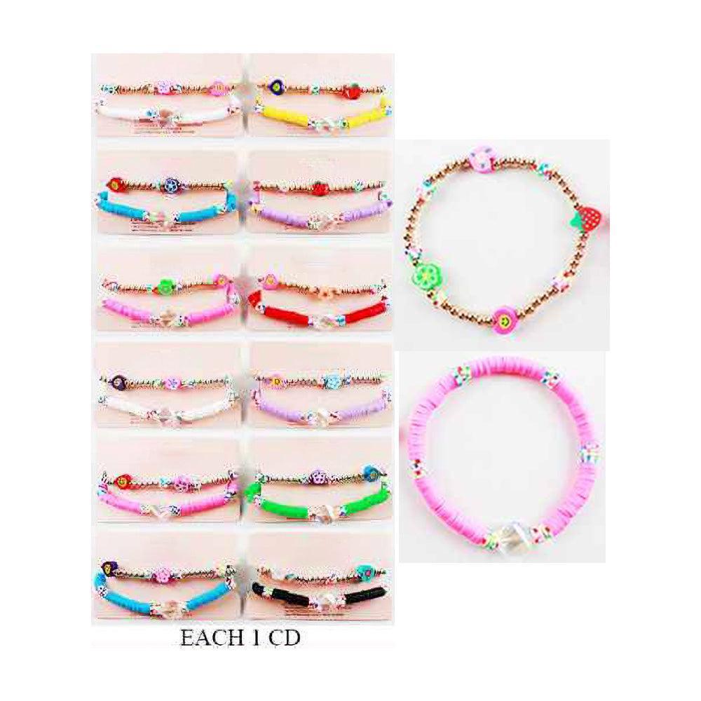 12 SET OF 2 - Flower Clear Stone Pointed Beaded Stretch Bracelets - Jewelry Store by Erik Rayo