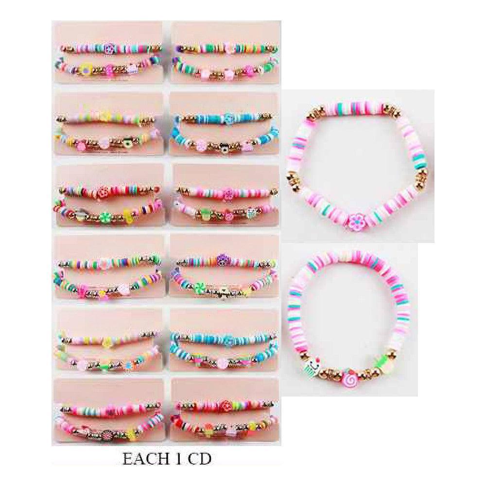 12 SET OF 2 - Flower Food Pointed Heishi Beaded Stretch Bracelets - Jewelry Store by Erik Rayo