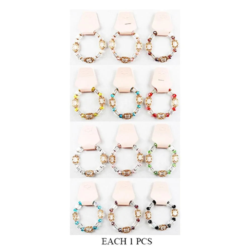 12PCS - Glass Stone Cluster Pointed Stretch Bracelets - Jewelry Store by Erik Rayo