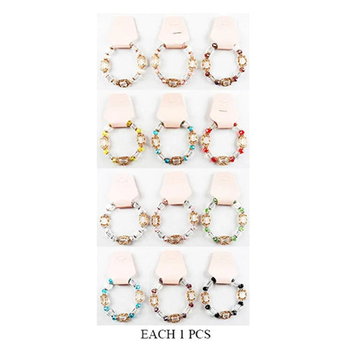 12PCS - Glass Stone Cluster Pointed Stretch Bracelets - Jewelry Store by Erik Rayo