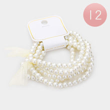 Load image into Gallery viewer, Cream 12 Set of 5  Pearl Stretch Bracelets
